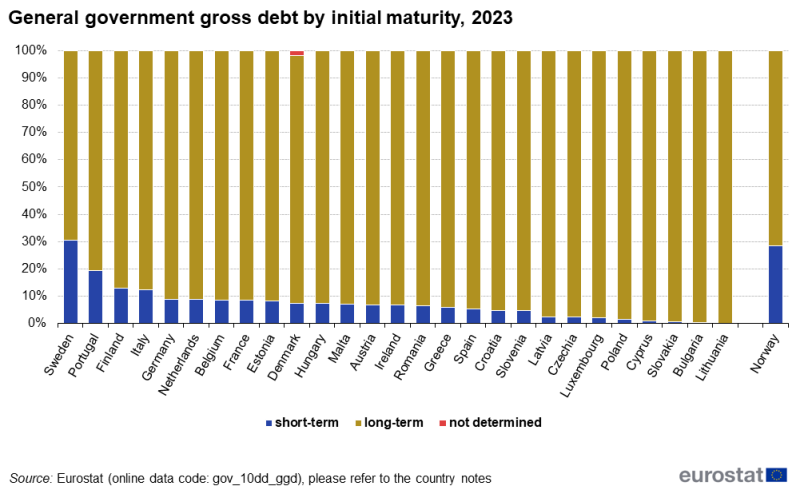 File:General government gross debt by initial maturity, 2023.png