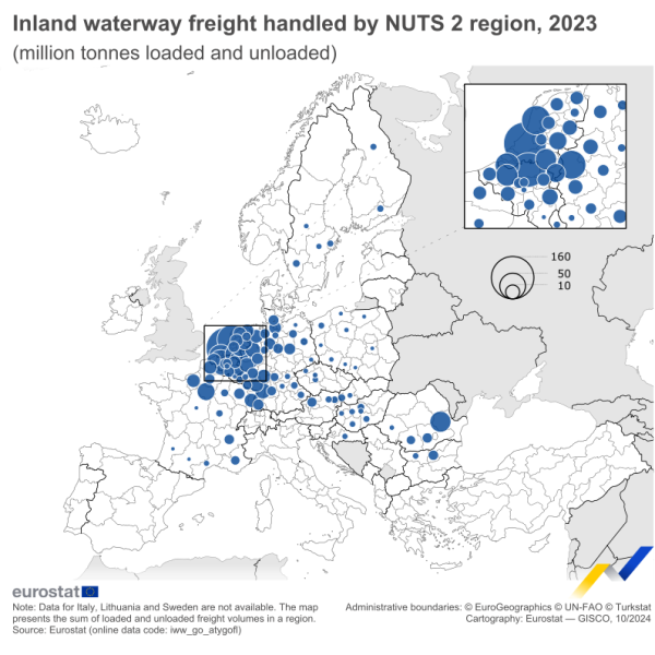 File:Inland waterway freight handled by NUTS2 region, 2023.png